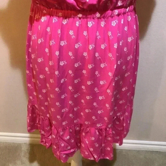 J. Crew V Neck Ruffle Floral Faux Wrap Dress Fuchsia Pink Size 10 - Picture 8 of 10
